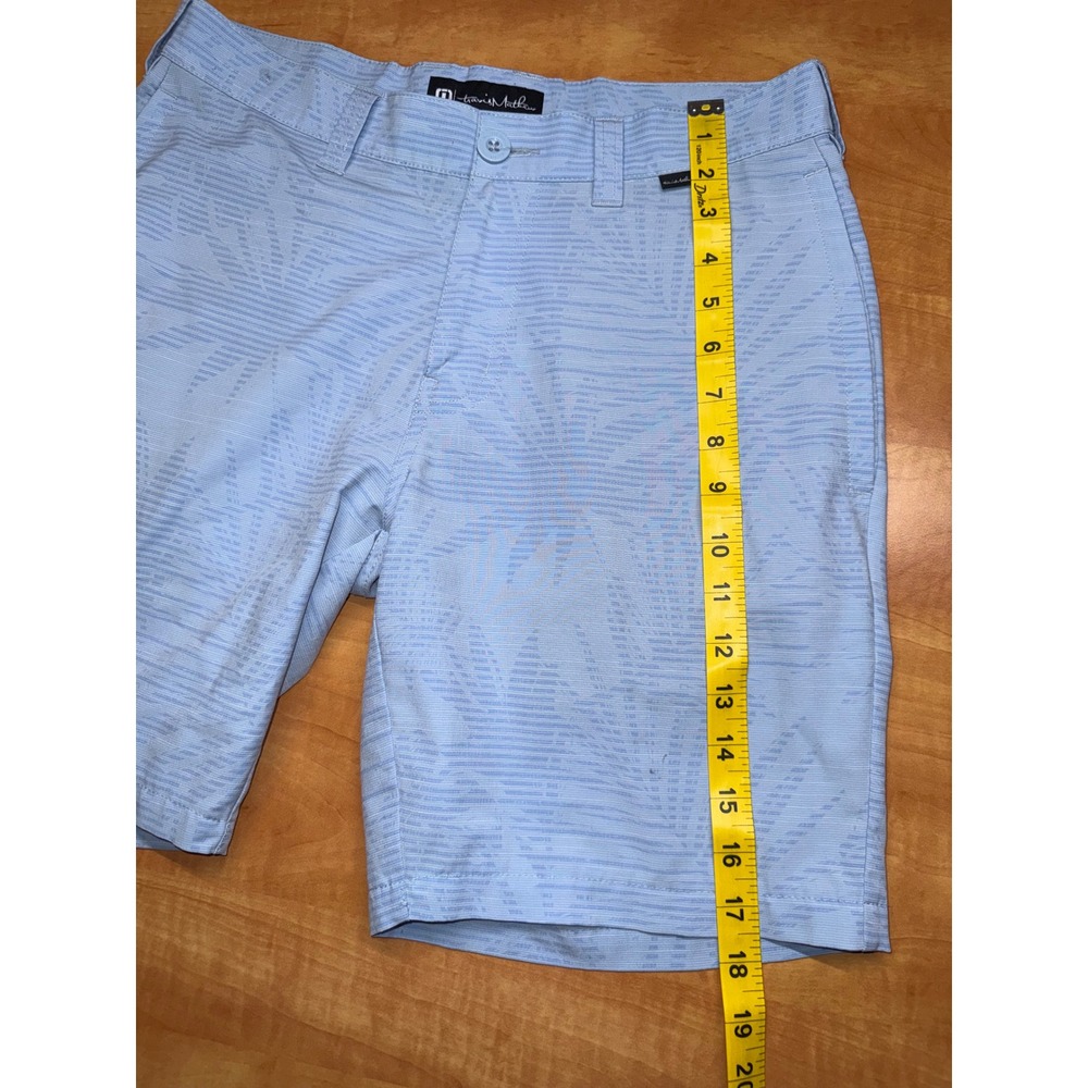 TravisMathew Mens 30 Light Blue Palm Print Performance Golf Shorts Stretch - Picture 6 of 7